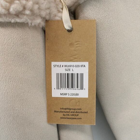 Bearpaw Suede Sherpa Mixed Media Casual Long Coat Tan Size Large NWT - Picture 13 of 13